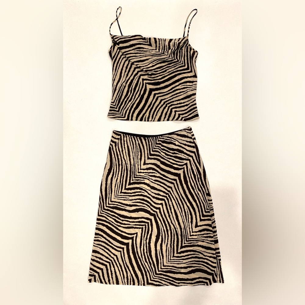 Vintage 90’s Y2K Silk Cowl Bias Cut Matching Skirt Set
